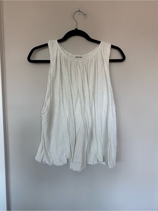 We The Free Tops - We The Free White Gathered Neck Bubble Hem Tank
